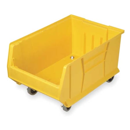 Quantum Storage Systems Mobile Storage Bin, Polypropylene/Polyethylene, Yellow, 12 in H, 18 1/4 in W, 29 7/8 in L QUS985MOBYL