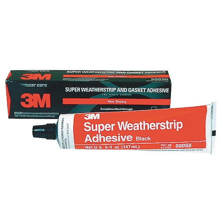 3M Super Weatherstrip and Gasket Adhesive, 5 fl oz, Tube, Black, Neoprene Rubber Base 08008