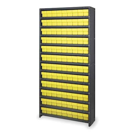 Quantum Storage Systems Steel Enclosed Bin Shelving, 12 in D x 75 in H x 36 in W, 13 Shelves, Yellow CL1275-501YL