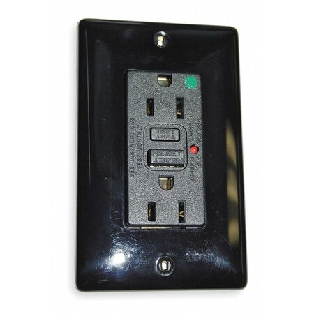 Hubbell Wiring Device-Kellems GFCI Receptacle, 15A, 125VAC, 5-15R, Black GFR8200HBKLA