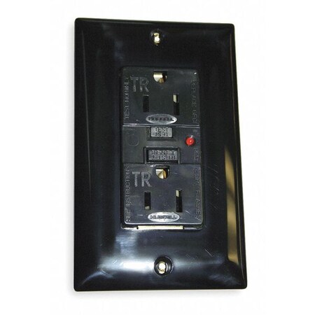 Hubbell Wiring Device-Kellems GFCI Receptacle, 15A, Industrial, Black GFR5262BKTR