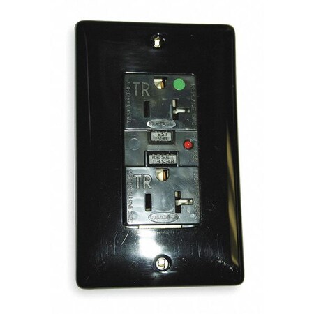 Hubbell Wiring Device-Kellems GFCI Receptacle, 20A, 125VAC, 5-20R, Black GFR8300BKTR