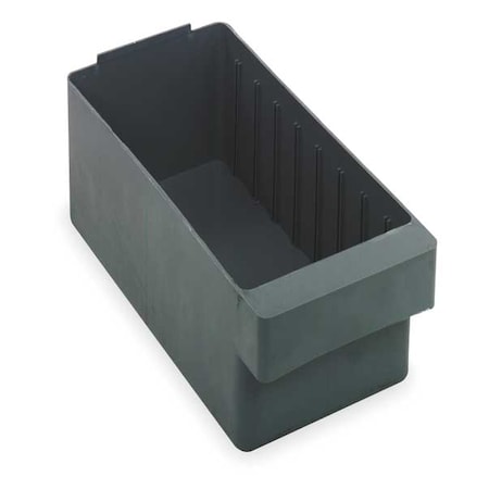 Quantum Storage Systems Drawer Storage Bin, High Impact Polystyrene, Gray, 4 5/8 in H, 5 9/16 in W, 17 5/8 in L QED602GY
