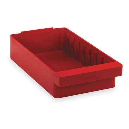 Quantum Storage Systems Drawer Storage Bin, High Impact Polystyrene, Red, 4 5/8 in H, 11 1/8 in W, 11 5/8 in L QED801RD