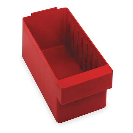 Quantum Storage Systems Drawer Storage Bin, High Impact Polystyrene, Red, 4 5/8 in H, 5 9/16 in W, 11 5/8 in L QED601RD