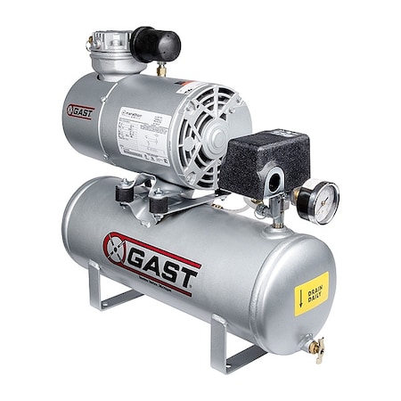 Gast Electric Air Compressor, Tank Mounted 2LAF-46T-M200EX