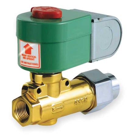 REDHAT 120V AC Brass Fuel Oil Solenoid Valve, Normally Closed, 3/8 in Pipe Size JB8266D023L