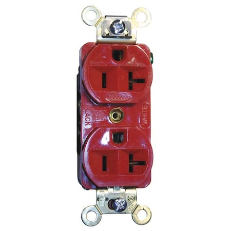 Hubbell Wiring Device-Kellems Straight Blade Receptacle, 5-20R, 20 A, 125V AC, 2 Pole, 3 Wire, Flush Mount, Grounded HBL5352R