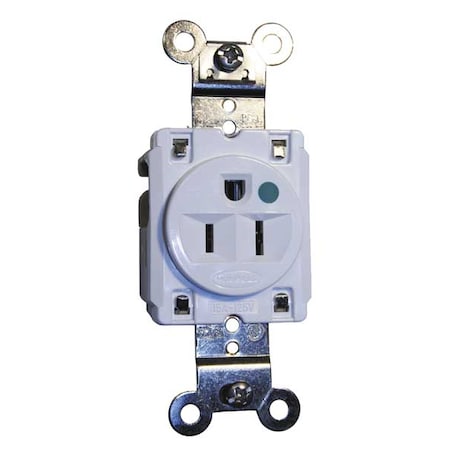 Hubbell Wiring Device-Kellems Straight Blade Receptacle, 5-15R, 15 A, 125V AC, 2 Pole, 3 Wire, Flush Mount, Grounded HBL8210W