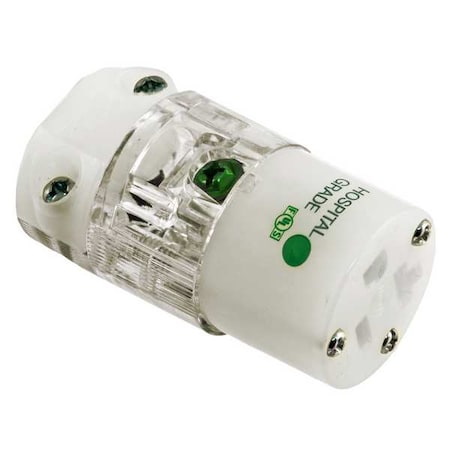 Hubbell Wiring Device-Kellems Straight Blade Connector, 5-20R, 20 A, 125V AC, 2 Pole, 3 Wire, Screw Terminals, Clear HBL8319CT