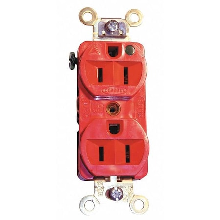 Hubbell Wiring Device-Kellems Duplex Straight Blade Receptacle, 5-15R, 15 A, 125V AC, 2 Pole, 3 Wire, Flush Mount IG8200R