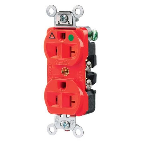 Hubbell Wiring Device-Kellems Straight Blade Receptacle, 5-20R, 20 A, 125V AC, 2 Pole, 3 Wire, Flush Mount, Isolated Ground IG8300R