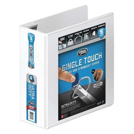 Zoro Select 4" D-Ring Binder, Ultra Duty, White W86640PP2