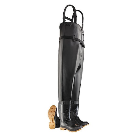 Dunlop Men's Chest Wader, Steel Toe, Defined Heel, Waterproof, Heavy PVC Upper, Black, Size 11 8606700