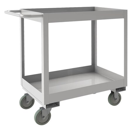 Zoro Select Corrosion-Resistant Utility Cart with Deep Lipped Metal Shelves, Stainless Steel, 2 Shelves SRSC31624362ALU5PUS