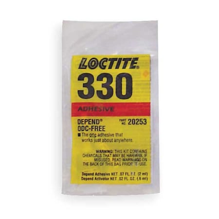 Loctite Adhesive, 330 Series, Clear, 0.75 oz, Tube, No Mix Mix Ratio, 5 min Functional Cure 1691394