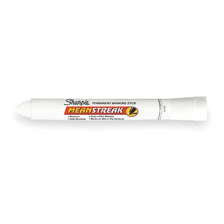 Sharpie Mean StreakMarking Stick, White, Bullet Tip, Capped, 12 PK 85018