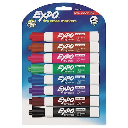 Expo Dry Erase Marker Set, Chisel Tip, Assorted Colors PK8 Low Odor 2198615