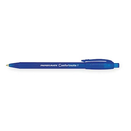 Paper Mate Retractable Ballpoint Pen, Fine 0.8 mm, Blue PK12 6360187