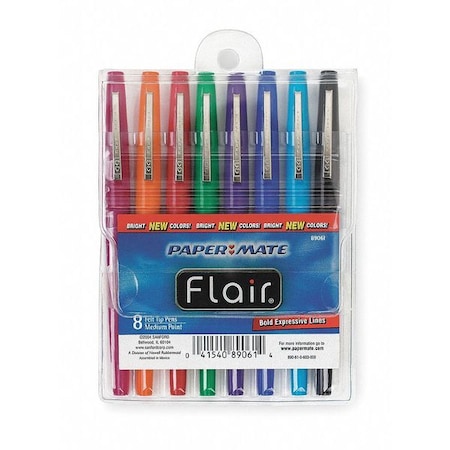 Paper Mate Stick Porous Point Felt Tip Pen Set, Medium Medium, Assorted PK8 89061