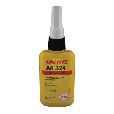Loctite Instant Adhesive, 324 Series, Clear, 0.17 oz, Tube, No Mix Mix Ratio, 5 min Functional Cure 88478