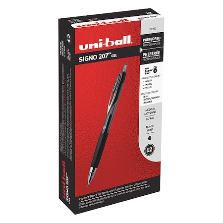Uni-Ball Retractable Gel Pen, Medium 0.7 mm, Black PK12 33950