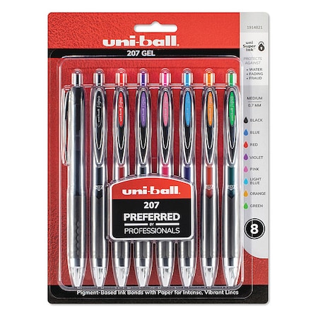 Uni-Ball Retractable Gel Pen Set, Medium 0.7 mm, Assorted PK8 40110
