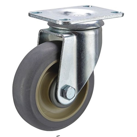 Zoro Select Swivel Plate Caster, TPR, 5 in Dia, 250 lb. P12KS-RCP050K-12