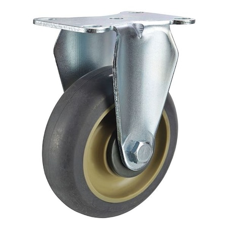 Zoro Select Rigid Plate Caster, TPR, 3 in., 200 lb. P12R-RCP030K-12