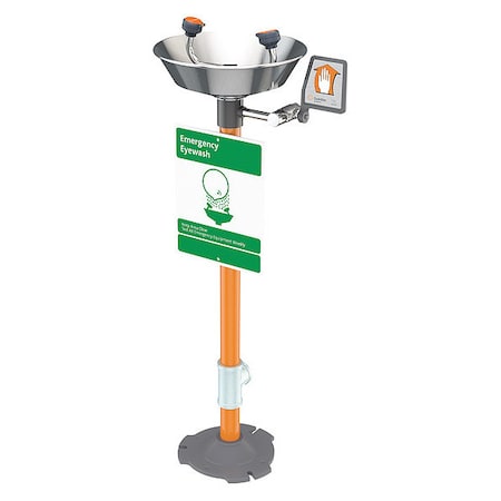 Guardian Equipment Plumbed Eyewash, Floor Mount, Plumbed, 38 in H., 16 in W G1825