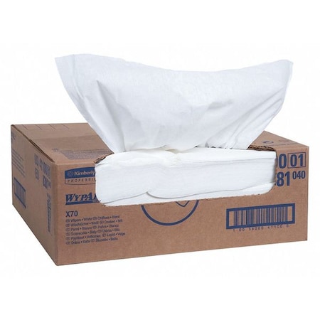Wypall WypAll Power Clean X70 Medium Duty Cloths (41100), Flat Sheet Box, Long Lasting, White, 1 Box 41100