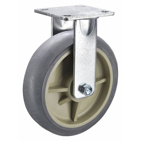 Zoro Select Rigid Plate Caster, TPR, 8 in., 675 lb. P21R-RCP080K-14
