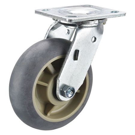 Zoro Select Swivel Plate Caster, 8 in Dia, 675 lb, Ball P21S-RCP080K-14