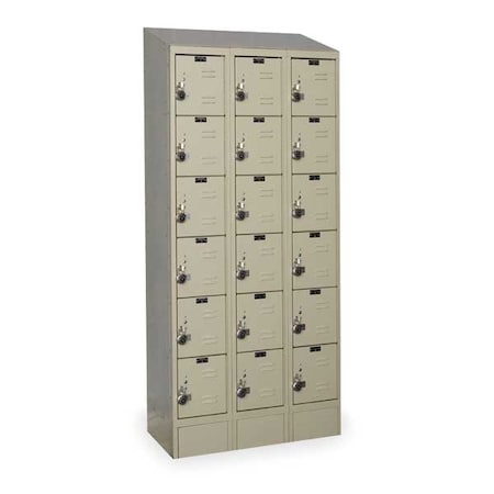Hallowell Box Locker, 36 in W, 12 in D, 78 in H, (3) Wide, (6) Tier, Tan URB3228-6ASB-PT