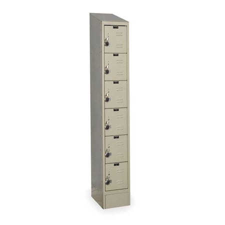 Hallowell Box Locker, 12 in W, 12 in D, 78 in H, (1) Wide, (6) Tier, Tan URB1228-6ASB-PT