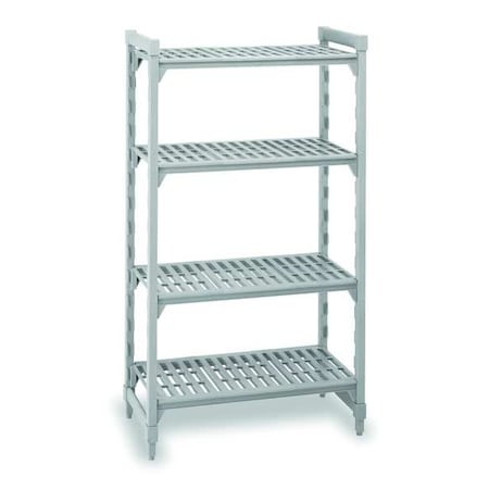 Cambro Starter Plastic Shelving Unit, Vented Style, 24 in D, 60 in W, 72 in H, 4 Shelves, Speckled Gray EACPU246072V4480