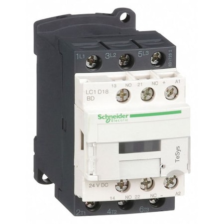 Square D IEC Magnetic Contactor, 1NC/1NO, 24V DC, 3 P, Non-Reversing, Screw Clamp LC1D18BD