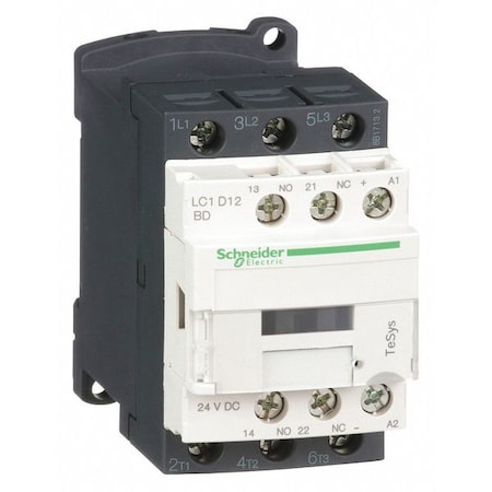 Square D IEC Magnetic Contactor, 1NC/1NO, 24V DC, 3 P, Non-Reversing, Screw Clamp LC1D12BD