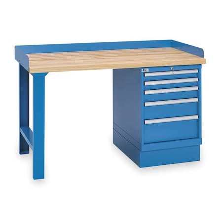 Lista Workbenches, Butcher Block, 60" W, 35-1/4" Height, 1000 lb., Pedestal/Straight XSWB20-60BT