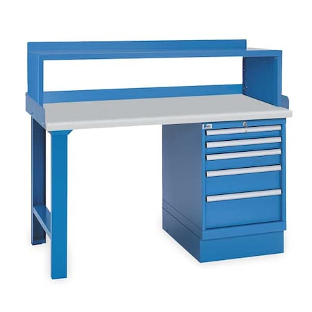 Lista Workbench, Laminate, 60 in W, 35 1/4 in Height, 1,000 lb, Pedestal/Straight XSWB21-60PT/BB-SRS