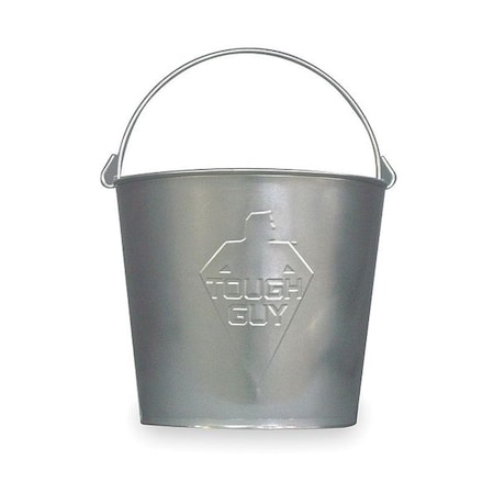 Zoro Select 3 1/2 gal Round Bucket, 11 in H, 11 13/64 in Dia, Silver, Galvanized Steel 2MPE8