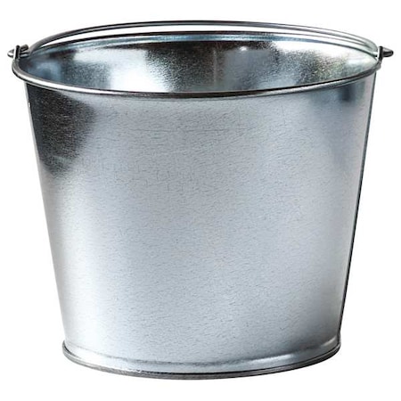 Zoro Select 1 1/4 gal Round Bucket, 7 in H, 9 in Dia, Silver, Galvanized Steel 2MPE4