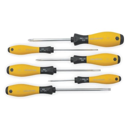 Wiha ESD Screwdriver Set, Slotted/Phillips, 6 pcs 30292