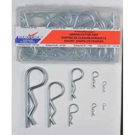 ITW BEE LEITZKE Hairpin Cotter Asst, Zinc, 74 Pcs, 8 Sizes WWG-DISP-BP074