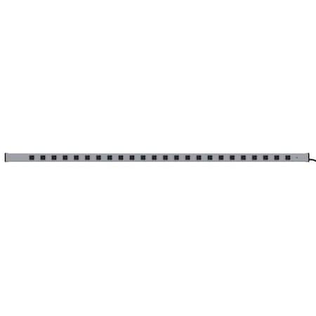 Zoro Select Outlet Strip, 24 5-15R, 5-15P, 15 ft., Gray 2MV37