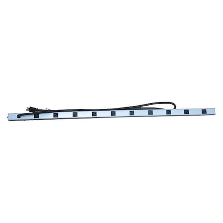 Zoro Select Outlet Strip, 10 5-20R, 5-20P, 6 ft., Gray 2MV41