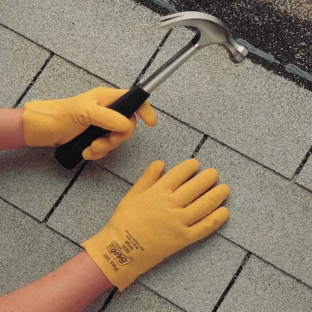 Showa Coated Gloves, PVC, Textured, Full, 3 Abrasion Level, Yellow, L (10) 1 PR 962L-10