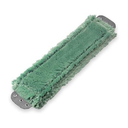 Unger 16 in L Flat Mop Pad, 16 oz Dry Wt, Clamp On Connection, Cut-End, Green, Microfiber MM400