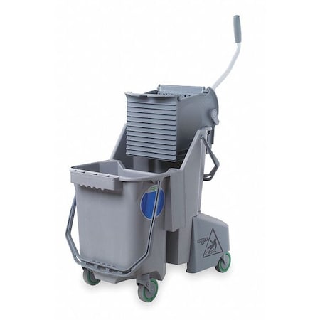 Unger 8 gal CLEANERx Dual Bucket Side Press Mop Bucket and Wringer, Gray, Polypropylene COMBG