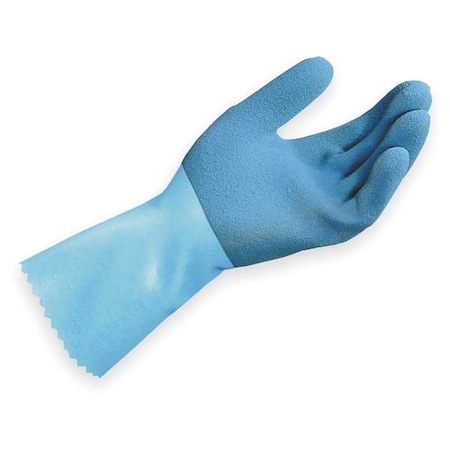 Mapa Chemical Resistant Gloves, Natural Rubber Latex, 12 in L, 45 mil, Blue, 6, 1 PR LL-301